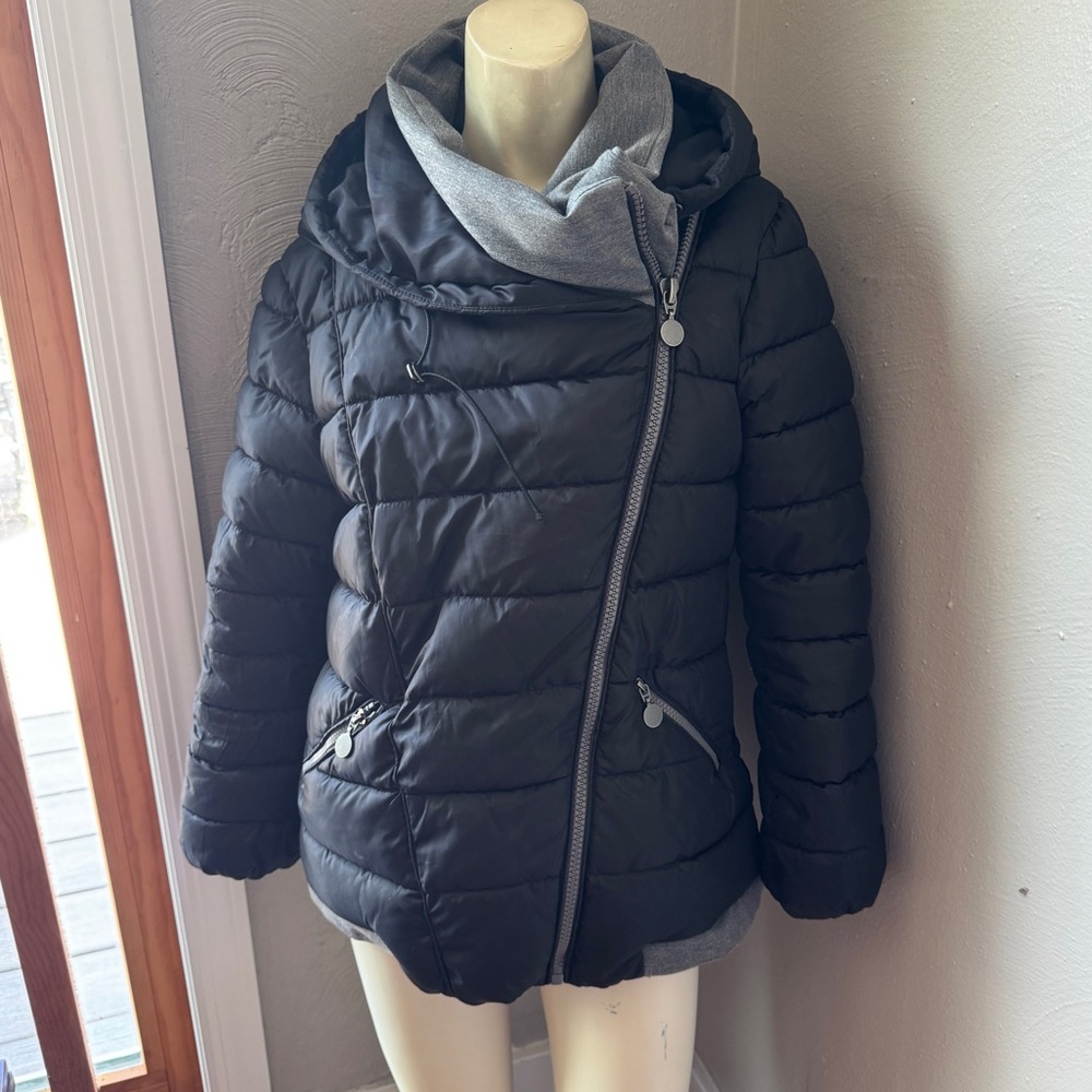 Gabby Isabella puffer hooded black winter coat polyester XS